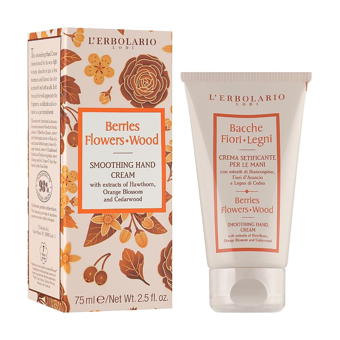 Розгладжувальний крем для рук L'Erbolario Berries Flowers Wood Smoothing Hand Cream Сади Ломбардії, 75 мл